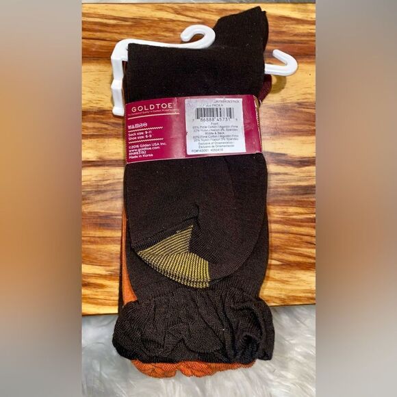 3 Pair GOLD TOE Women's Fashion Pima Cotton Perfect Fit Socks Harlequin Size 6-9 - Picture 2 of 2